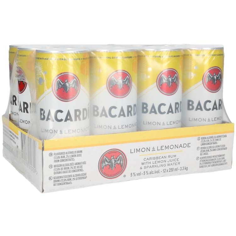 Bacardi Limon & Lemonade tray 12 x 25 cl