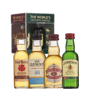 Je favoriete Whisky jameson, Four Roses, The Glenlivet en Chivas Regal 4 x 5 cl