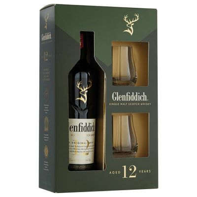 Glenfiddich 12 Years Met 2 whisky glazen 70 cl