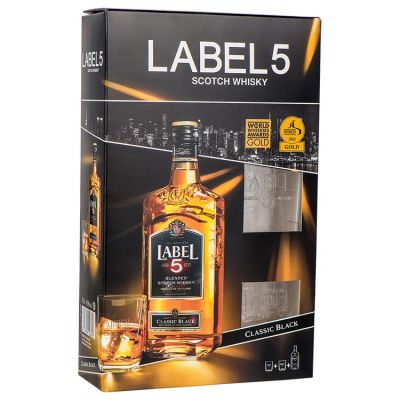Label 5 Whisky Met 2 glazen 70 cl